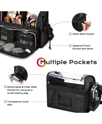 Makeup Brush Case Portable Artist Brush Holder Stand-Up Travel Cosmetic Organizer Bag