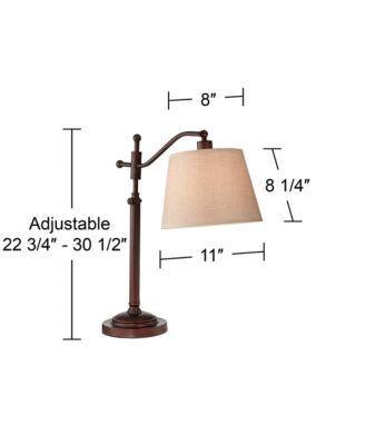 Downbridge Style Desk Table Lamp Adjustable Height 30.5" Tall Bronze Metal Tan Linen Look Shade for Living Room Bedroom Office