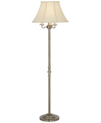 Montebello Vintage Retro Floor Lamp Standing 59" Tall Antique Brass Metal Soft Tan Bell Shade for Living Room Bedroom Office House Home