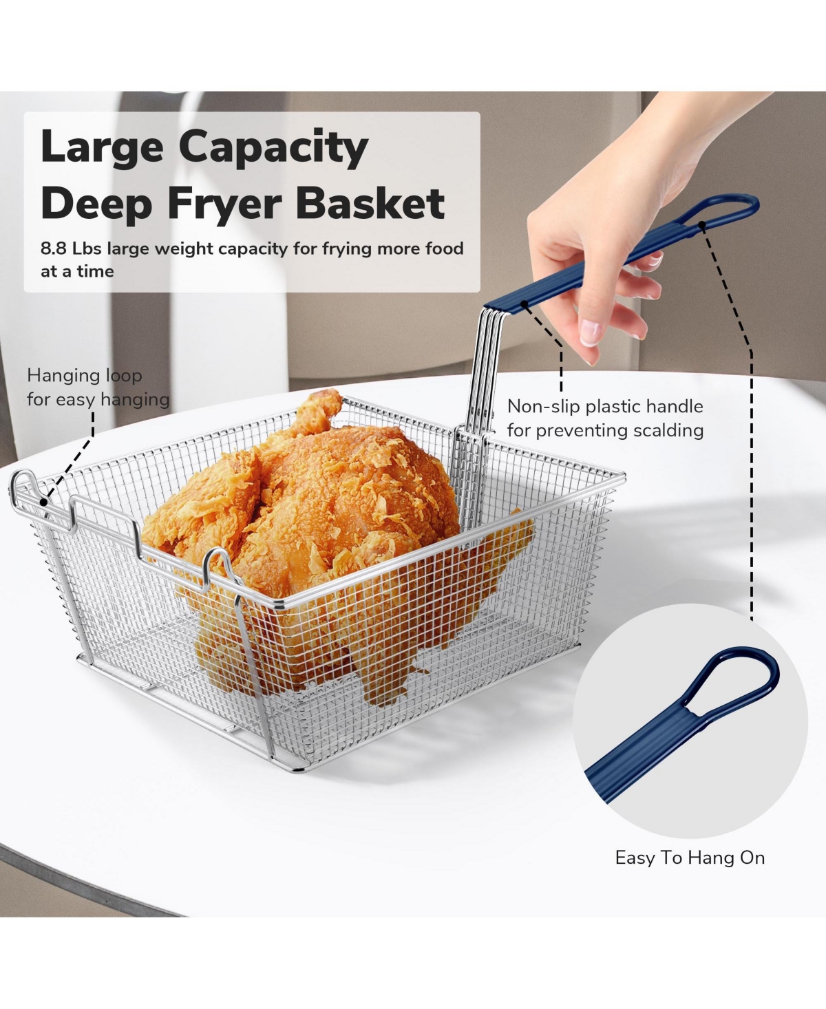Yescom Commercial Deep Fryer Basket 8.8 Lbs Large Capacity 13