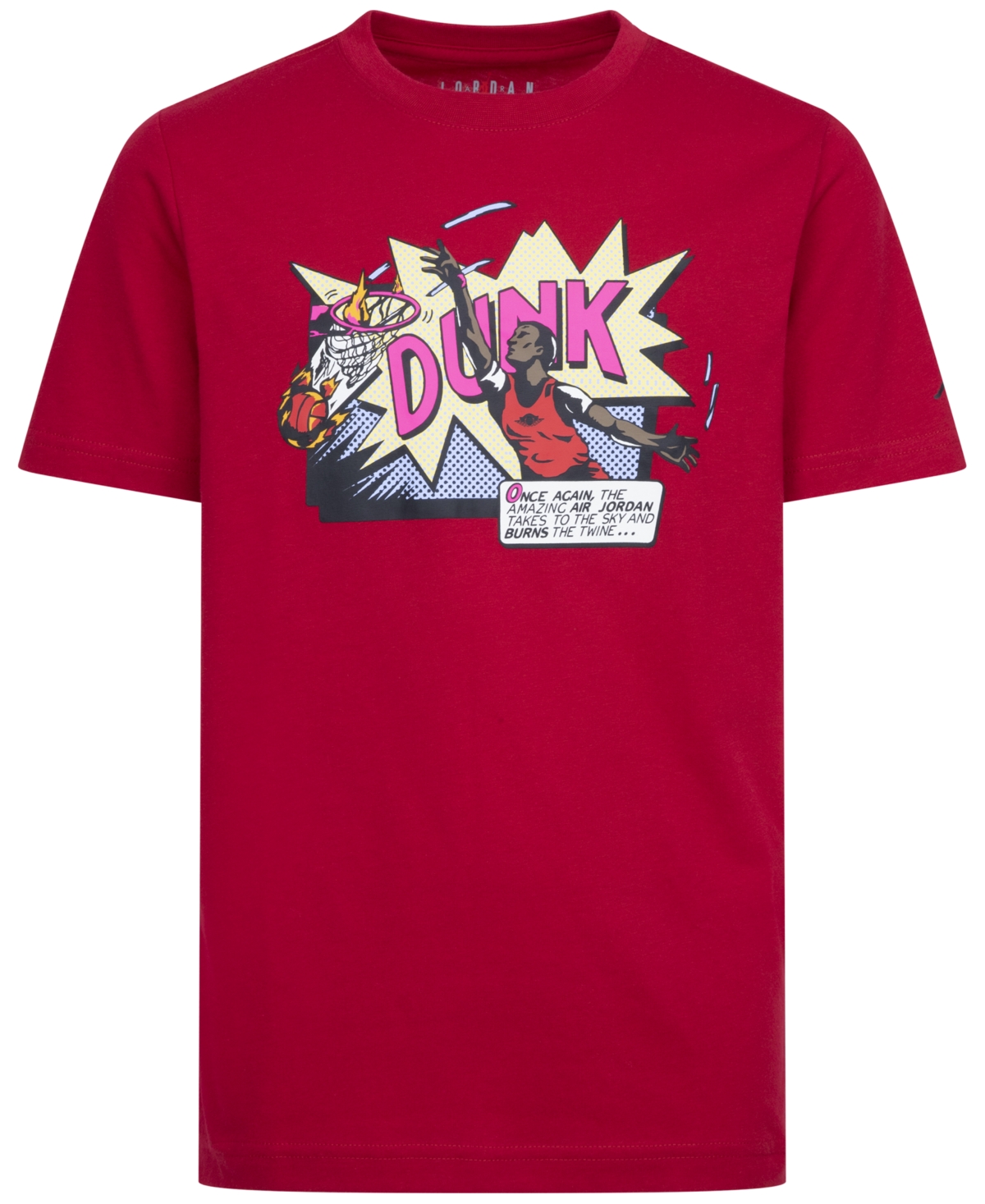 Jordan Big Boys Air Comics Dunk Short-Sleeve Graphic T-Shirt - R78gym Red