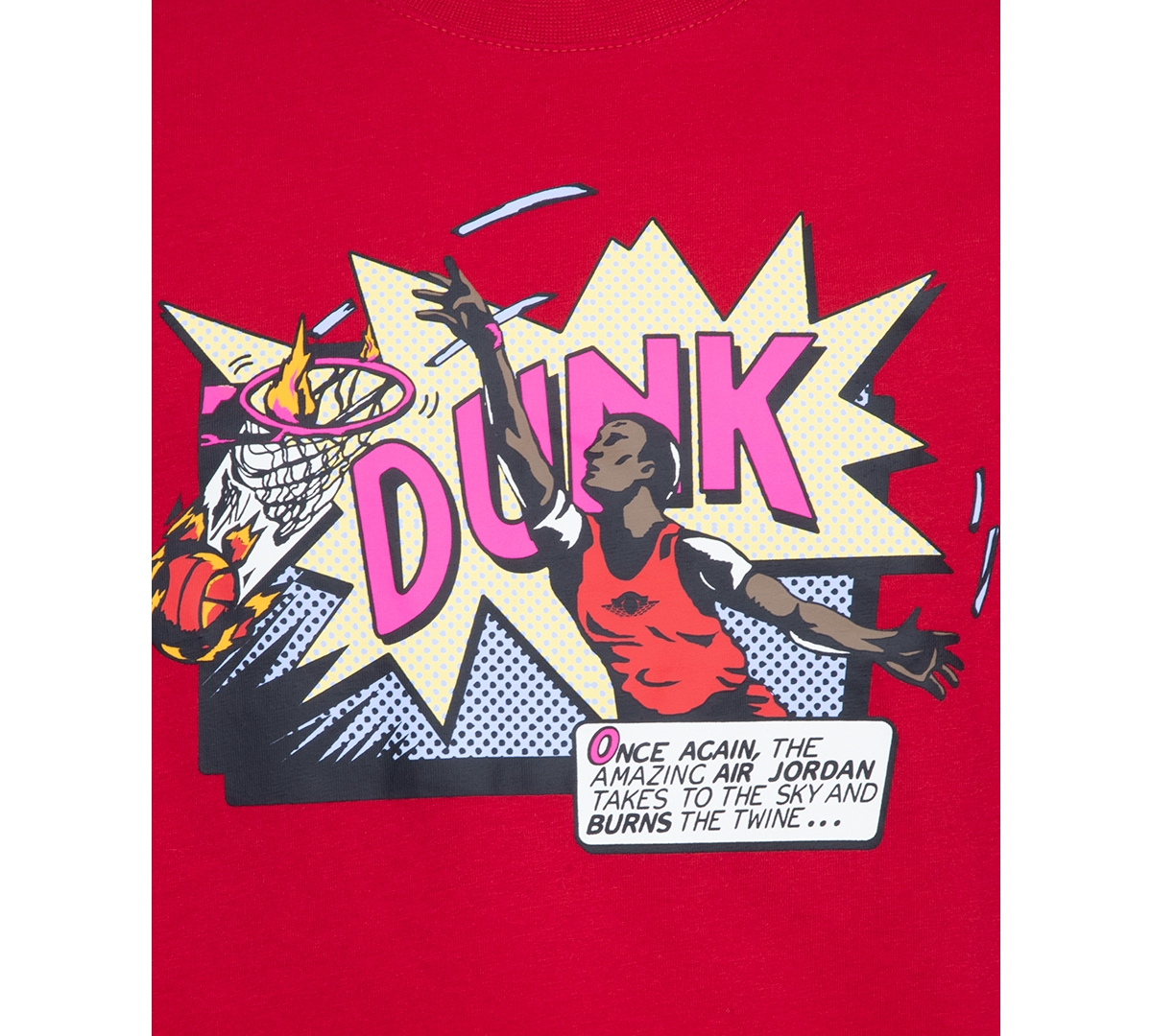 Jordan Big Boys Air Comics Dunk Short-Sleeve Graphic T-Shirt - R78gym Red