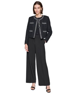 Karl Lagerfeld Women's Contrast-Trim Five-Button Jacket