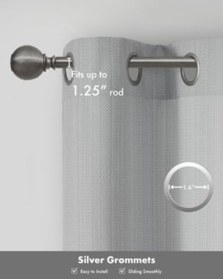 Galen Basketweave Room Darkening Curtain Panels Pair for bedroom, Silver grommet top fit up to 1.25 inches rod 2 panels set for Living Room, Width 40 length 84 inches Curtain Panel, Pitch Black Ambiance Blue 2 Window Panels