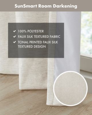Como Tonal Printed Faux Silk Room Darkening Curtain for Bedroom, Grommet Top Design Panels Pair for Living Room, Width 42 length 95 inches 2 panels set, Ivory Window Panel