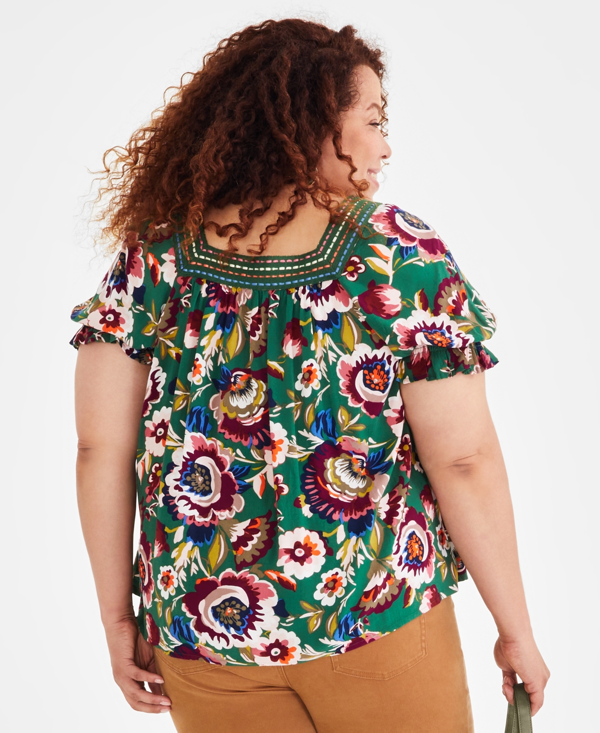 Style & Co Plus Size Crochet-Trimmed Top, Created for Macy's
