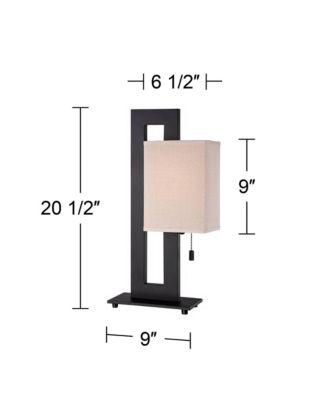 Modern Accent Table Lamp 20.5" High Espresso Bronze Floating Rectangular Oatmeal Box Shade for Living Room Family Bedroom