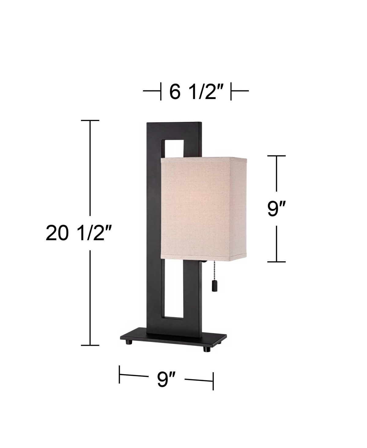 360 Lighting Modern Accent Table Lamp High Rich Espresso Bronze Brown Open Rectangular Metal Base Oatmeal Floating Box Shade for Living Room Bed
