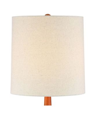 Andi Mid Century Modern Table Lamp 24.5" High Hammered Bronze Ceramic Wood Off White Tall Drum Shade for Living Room Bedroom House Bedside Nightstand Home Office (Color May Vary)