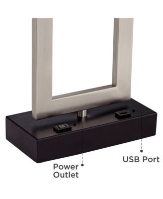 Todd Modern Table Lamp 30" Tall Steel Open Rectangle with USB and AC Power Outlet in Base White Shade for Bedroom Living Room Bedside