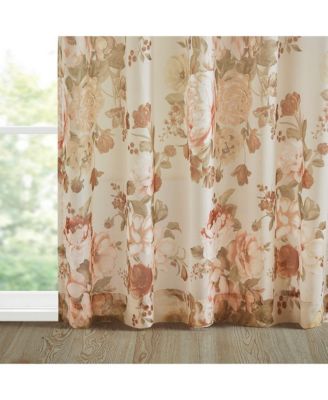 Simone Printed Floral Twist Tab Top Voile Sheer Curtain, 50x84
