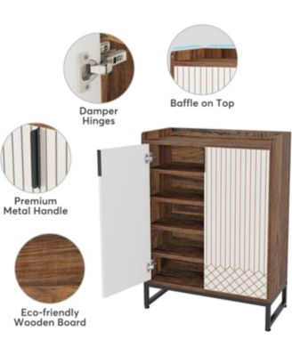 25-Pair 5-Tier Shoe Cabinet with Doors and Freestanding Storage Organizer for Bedroom, Hallway, Living Room