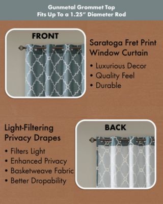 Saratoga Fretwork Print Single Window Curtain Panel for Bedroom, Grommet Top Design Single Curtain for Living Room, Width 50 length 95 inches, Beige/Gold Window Panel