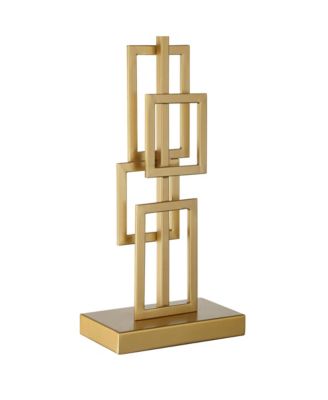 Gale Modern Mid Century Table Lamps 26" High Set of 2 Brushed Gold Grid Metal White Shade for Bedroom Living Room Bedside Nightstand Kids