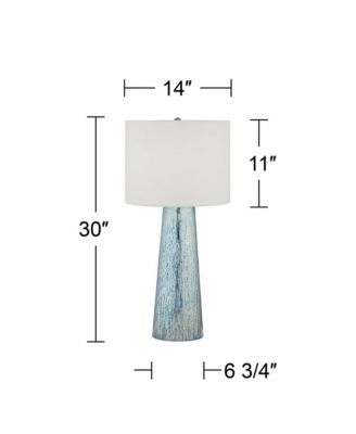 Marcus Modern Table Lamp 30" Tall Mercury Glass Column Shape White Drum Shade for Bedroom Living Room Bedside Nightstand Office Kids Home