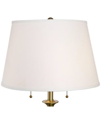 Spenser Vintage Floor Lamp 58" Tall Brushed Antique Brass Metal Off White Linen Drum Shade for Living Room Bedroom Office House Home