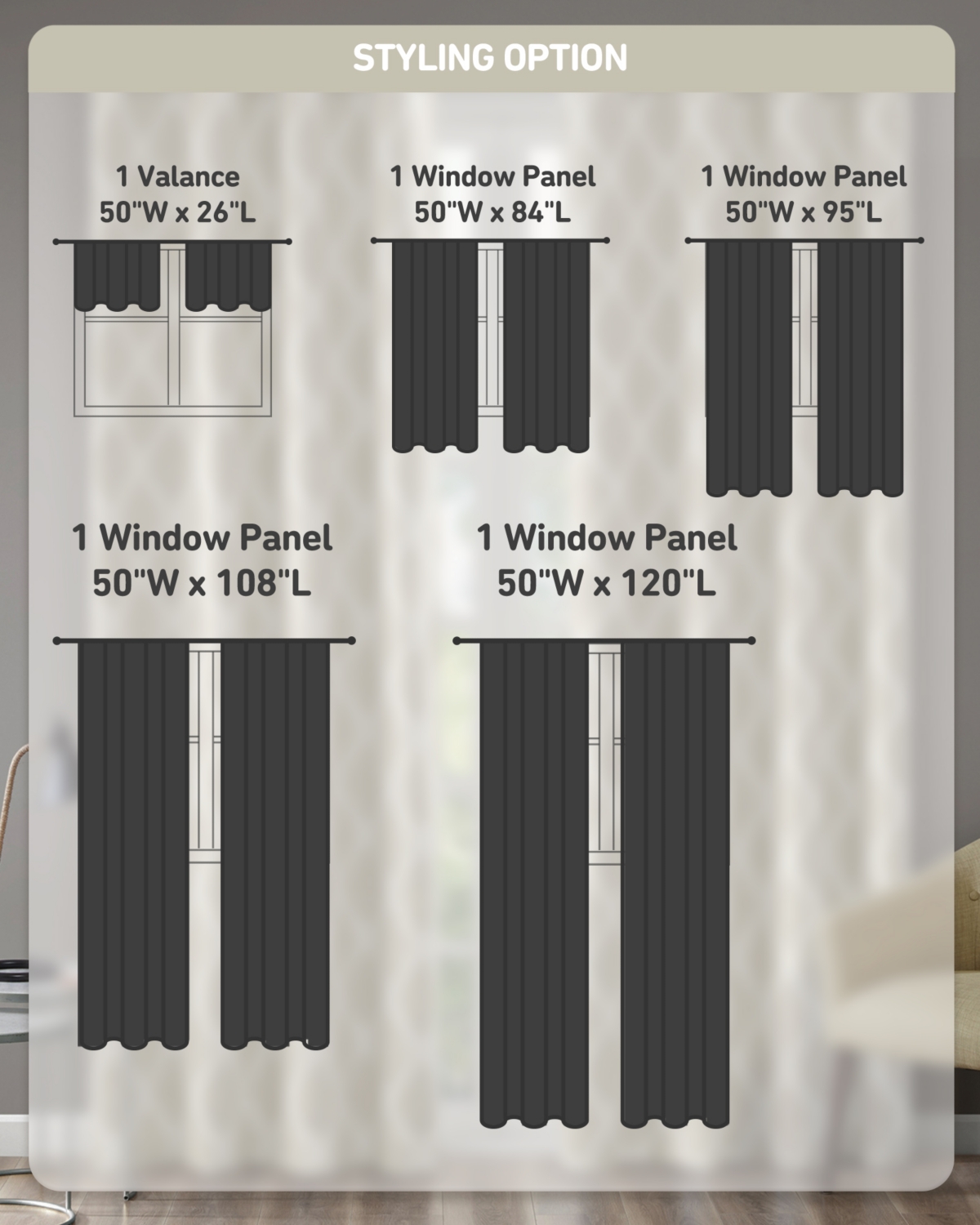 SunSmart Blakesly Ikat blackout curtains for bedroom, Silver grommet top fit up to 1.25 inches rod Single Curtain Panel for Living Room, Width 50 leng