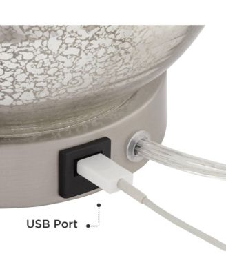 Ledger Modern Accent Table Lamps 21 3/4" High Set of 2 Mercury Glass with USB Charging Port Table Top Dimmers Off-White Shade for Desk