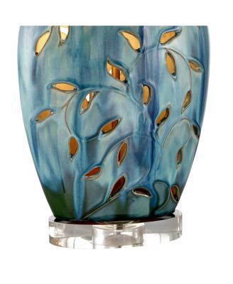 Devan Modern Table Lamp 24 1/2" High Blue Ceramic with Table Top Dimmer LED Nightligh White Shade for Bedroom Living Room Nightstand Home