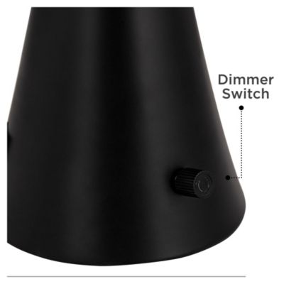 Karl Modern Table Lamps 28 1/4" Tall Set of 2 Black Metal with USB and AC Power Outlet in Base Faux Silk Shade for Bedroom House Home