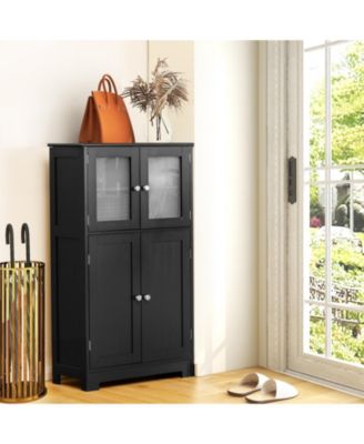 Bathroom Floor Storage Cabinet Kitchen Cupboard w/Doors&Adjustable Shelf