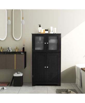 Bathroom Floor Storage Cabinet Kitchen Cupboard w/Doors&Adjustable Shelf