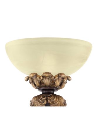 Rita Vintage Rustic Torchiere Floor Lamp 75" Tall Acanthus Leaf Carved Wood Frosted Glass Shade for Living Room Bedroom Office House