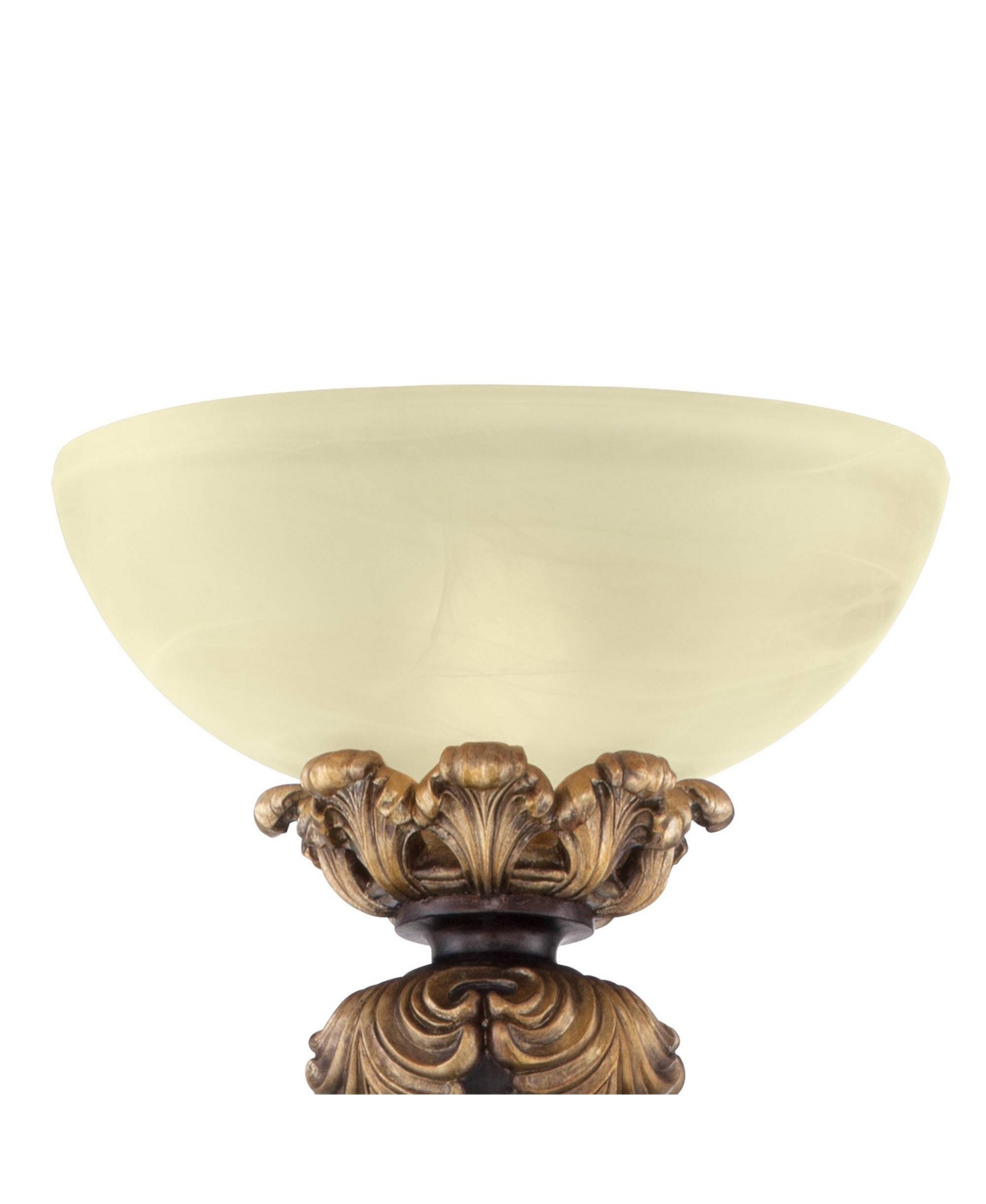 Barnes and Ivy Rita Traditional Victorian Torchiere Floor Lamp Tall Carved Wood Amber Glass Shade Foot Dimmer Standing Light for Living Room Readi