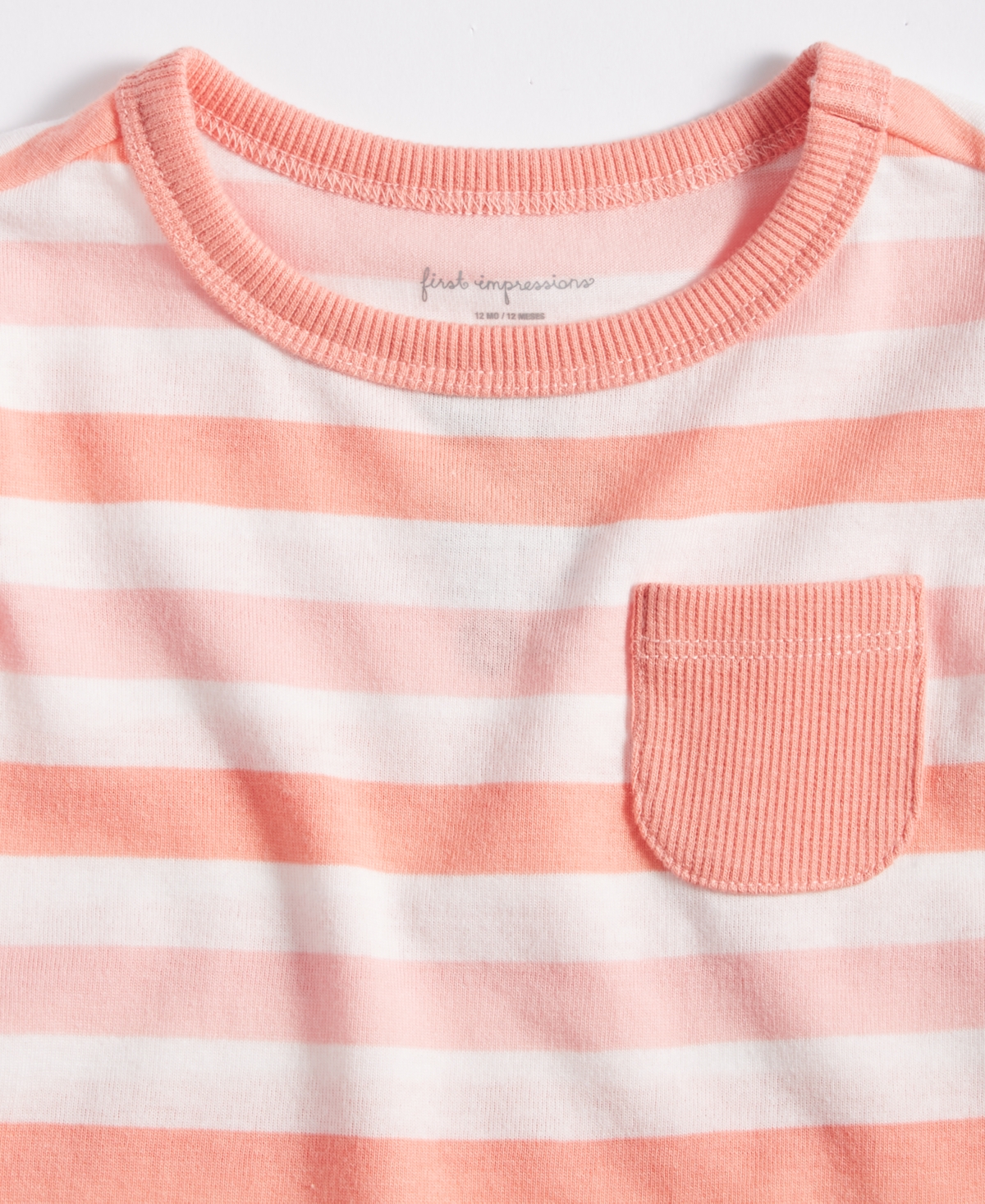 First Impressions Baby Girl Prairie Stripe Cotton-Blend T-Shirt, Created for Macy's