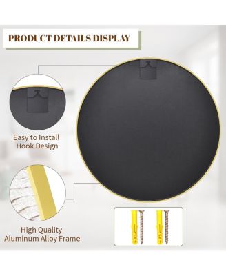 24 Inch Round Wall Mirror with Gold Aluminum Alloy Frame
