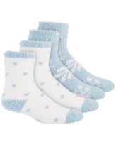 Charter Club Women's 2-Pk. Holiday Fuzzy Butter Socks, Created for Macy's - Snowflakes Dolphin Blue