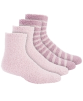 Charter Club Women's 2-Pk. Holiday Fuzzy Butter Socks, Created for Macy's - Pink Wink/Peri Plum Stripe