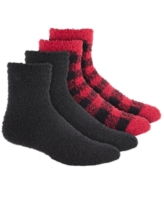 Charter Club Women's 2-Pk. Holiday Fuzzy Butter Socks, Created for Macy's - Buffalo Check Fire Brick