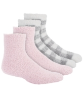 Charter Club Women's 2-Pk. Holiday Fuzzy Butter Socks, Created for Macy's - Buffalo Check Silverspoon
