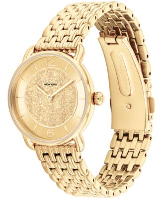 【COACH】Women's Gold Elliot Stainless Steel Watch 28mm COACH Women's Elliot Gold-Tone Stainless Steel Bracelet