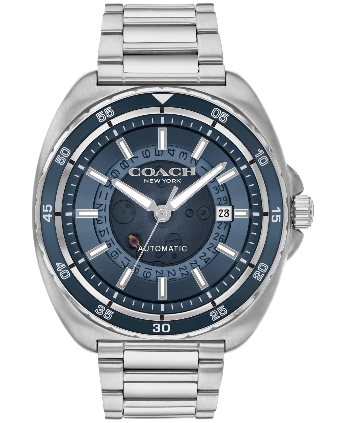 Coach Men's Charter Automatic Silver Stainless Steel Watch 44.5mm - Silver