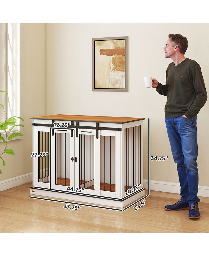 Pawhut Modern Dog Crate End Table With Divider Panel Dog Photo Inspiration