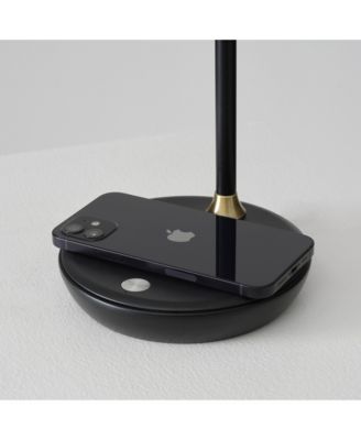 Ezra 16.5" LED Table Lamp with Wireless Charging Pad and Rotating Shade
