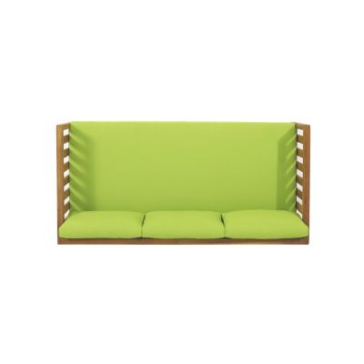 Acacia Wood Daybed with Slat Paneling and Water-Resistant Cushions