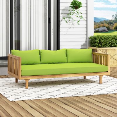 Acacia Wood Daybed with Slat Paneling and Water-Resistant Cushions