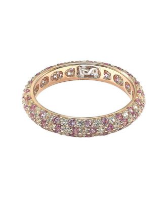 Suzy Levian Sterling Silver Sapphire & Created White Sapphire Pave Eternity Band Ring