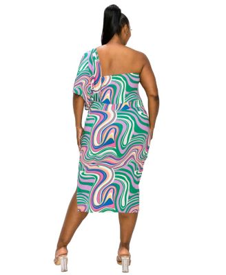 Plus Size Wanda One Shoulder Midi Dress