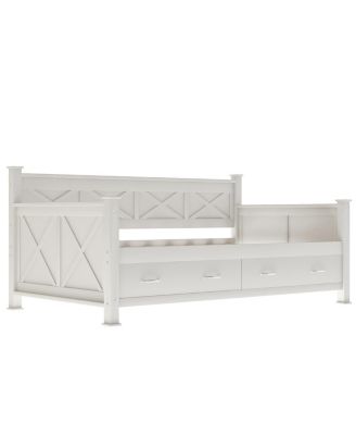 Twin Size Wooden Modern And Rustic Casual Style Daybed, Cream