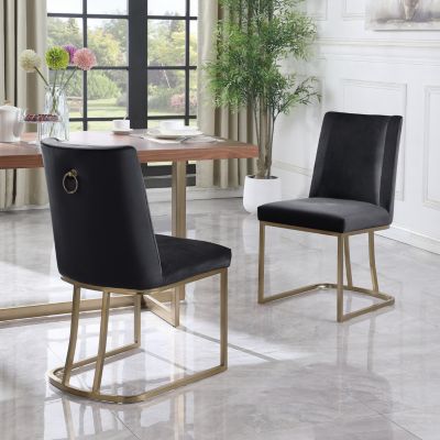 Velvet Upholstered Dining Chairs (Set of 2)