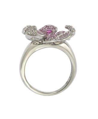 Suzy Levian Sterling Silver Sapphire & Created White Sapphire Flower Petal Ring