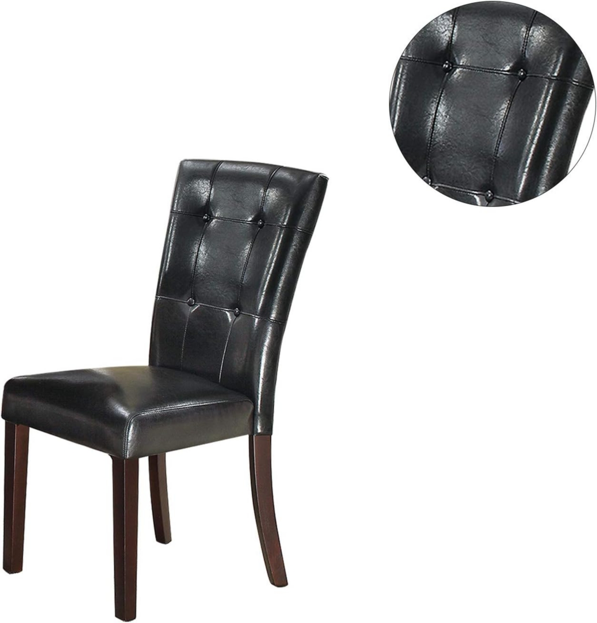 Streamdale Furniture Modern Parson ChairsFaux Leather Tufted Set Of Side Chairs Dining Seatings - Black