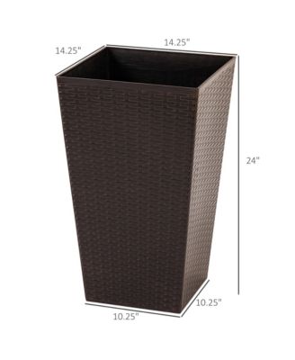 Stylish Rattan-Like Set of 3 Self-Draining Planter Pots (14x14x24")