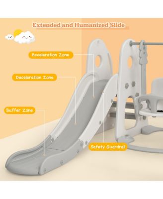 6 in 1 Toddler Slide and Swing Set Climber Playset w/ Ball Games Orange