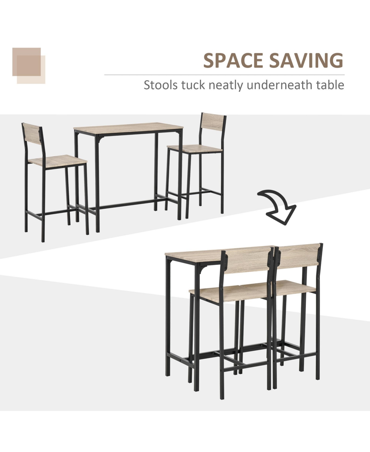 Streamdale Furniture Space-Saving Bar Set Table and Stools for Cozy Spaces