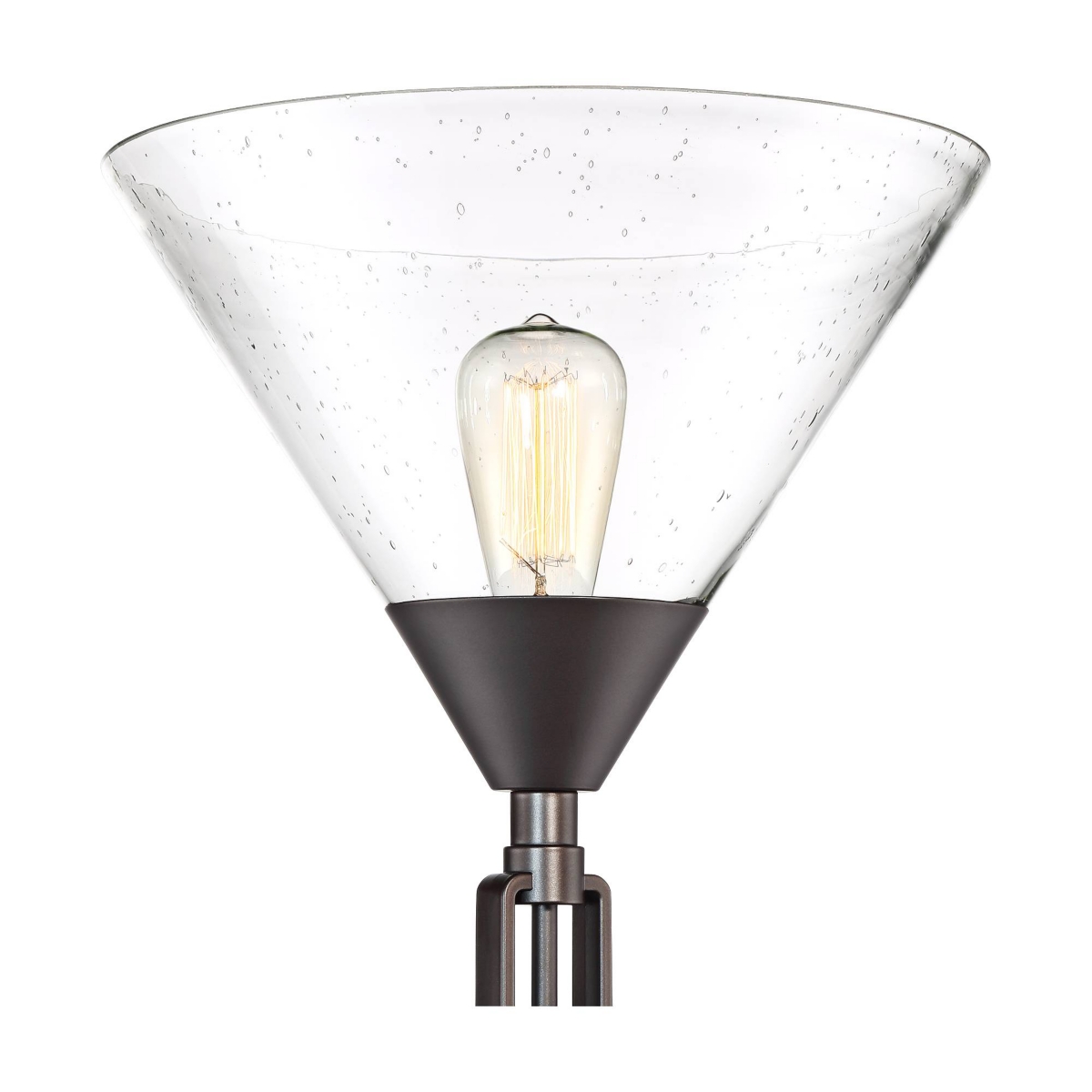 Franklin Iron Works Warwick Industrial Torchiere Tree Floor Lamp Led 3-Light Edison Tall Tiger Bronze Metal Clear Seedy Glass Shade for Living R